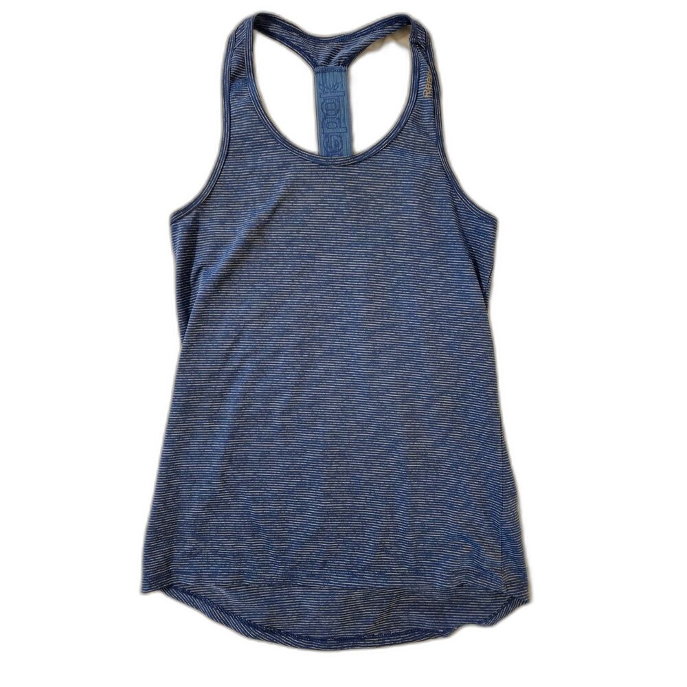 Reebok T-Back Racerback Workout Athletic Striped Blue Tank, Size Small